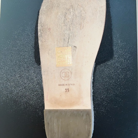 Chanel Interlocking CC Espadrille Tweed and Grosgrain Black Slide Sandal size 35 - Picture 15 of 16